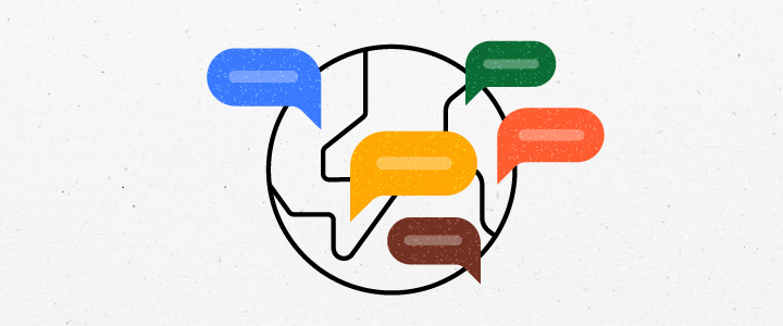 Image showing globe with speech bubbles