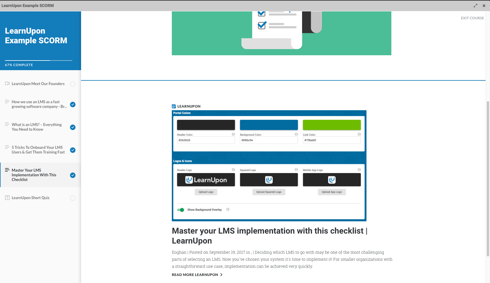 what does a SCORM course look like?
